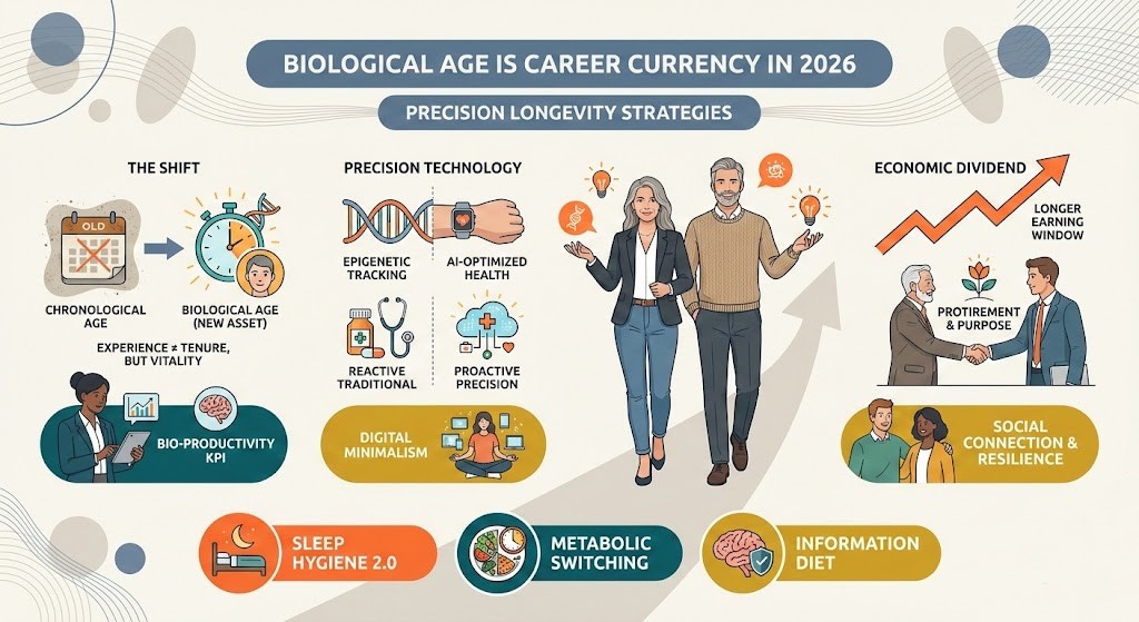 Mengapa Usia Biologis Adalah Mata Uang Karir Baru di 2026: 5 Strategi Longevity Presisi Mengapa Usia Biologis Adalah Mata Uang Karir Baru di 2026: 5 Strategi Longevity Presisi